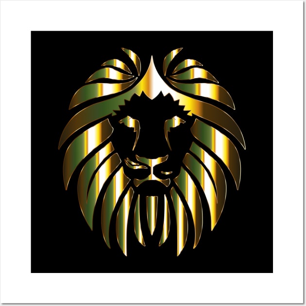 Golden Lion On Black Wall Art by designsbycreation